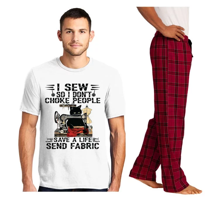 I Sew So I Dont Choke People Sewing Machine Black Cat Pajama Set