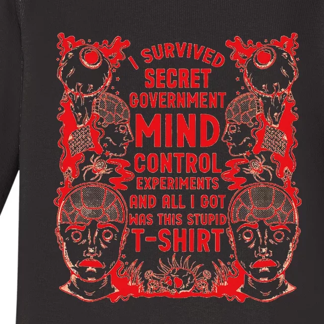 I Survived Secret Governt Mind Control Experit Baby Long Sleeve Bodysuit