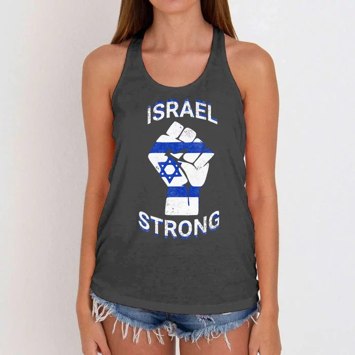 Israel Strong Support Stand With Israel Love Jewish Pride Women's Knotted Racerback Tank