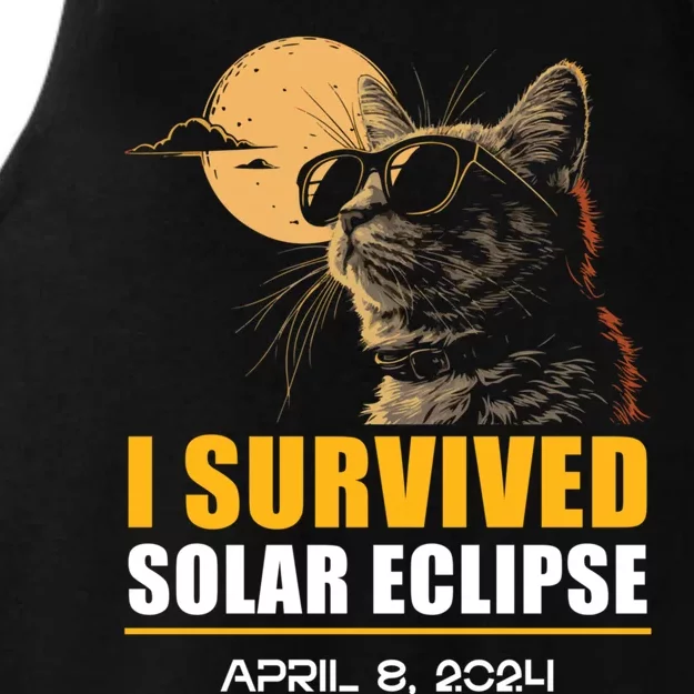 I Survived Solar Eclipse April 8 2024 Totality Funny Cat Ladies Tri-Blend Wicking Tank