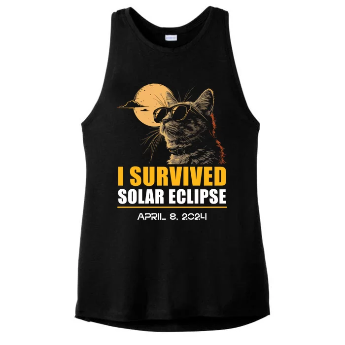 I Survived Solar Eclipse April 8 2024 Totality Funny Cat Ladies Tri-Blend Wicking Tank