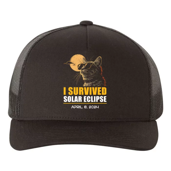 I Survived Solar Eclipse April 8 2024 Totality Funny Cat Yupoong Adult 5-Panel Trucker Hat