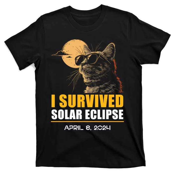 I Survived Solar Eclipse April 8 2024 Totality Funny Cat T-Shirt