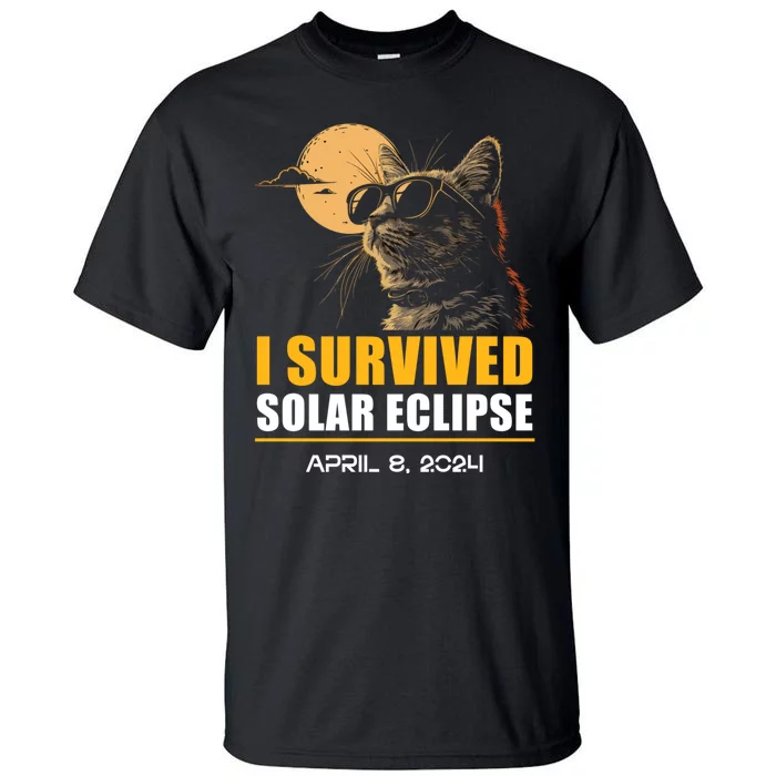 I Survived Solar Eclipse April 8 2024 Totality Funny Cat Tall T-Shirt