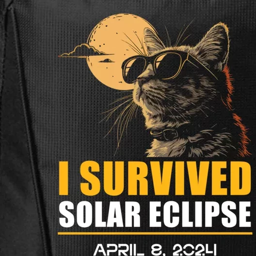 I Survived Solar Eclipse April 8 2024 Totality Funny Cat City Backpack