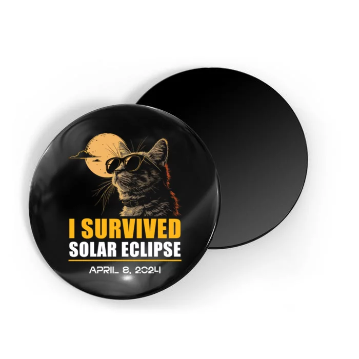 I Survived Solar Eclipse April 8 2024 Totality Funny Cat Magnet