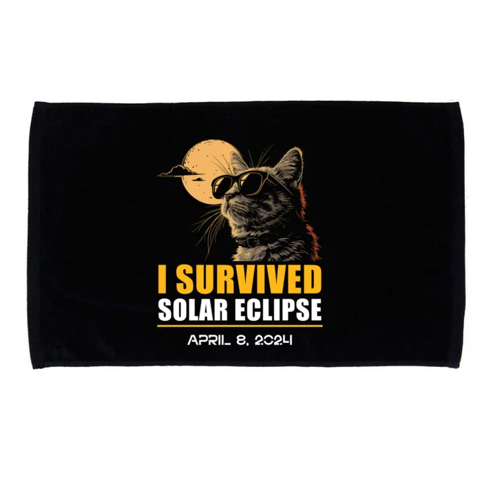 I Survived Solar Eclipse April 8 2024 Totality Funny Cat Microfiber Hand Towel