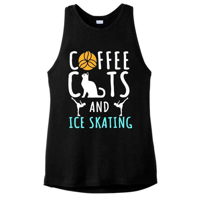 Ice Skating Skater Sport Cat Coffee Lover Ladies Tri-Blend Wicking Tank