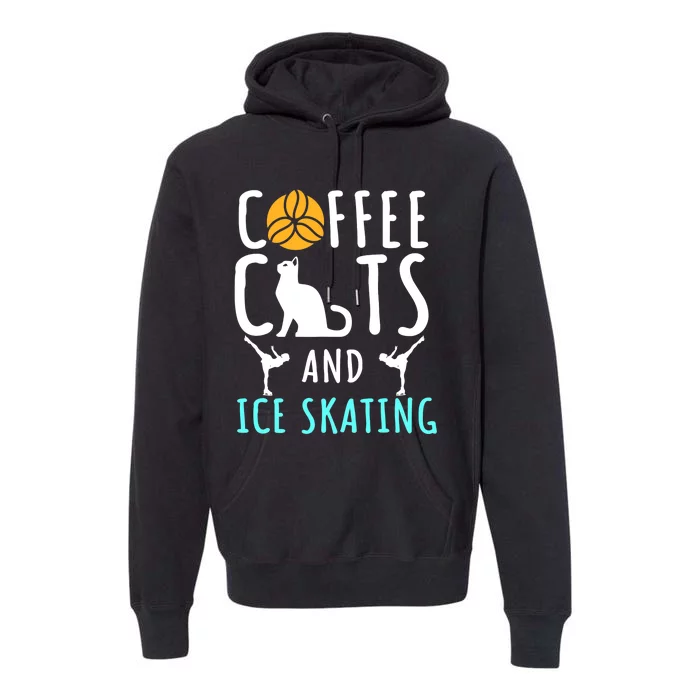 Ice Skating Skater Sport Cat Coffee Lover Premium Hoodie