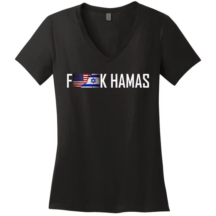 Israel Strong Show Support with USIsrael Flag Women's V-Neck T-Shirt