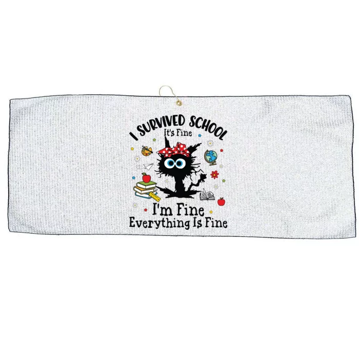 I Survived School Everything Is Fine Large Microfiber Waffle Golf Towel