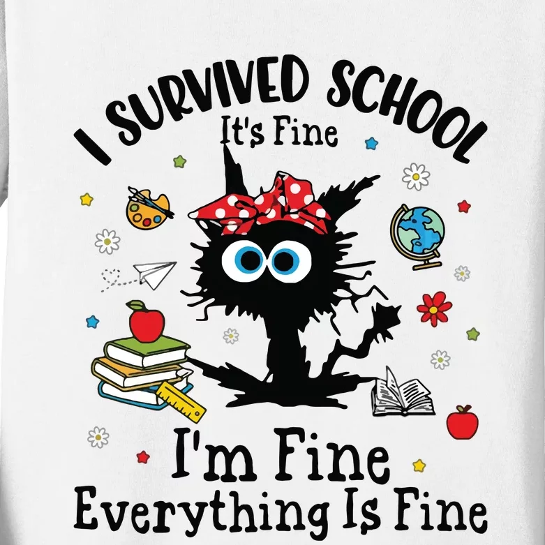 I Survived School Everything Is Fine Kids Long Sleeve Shirt