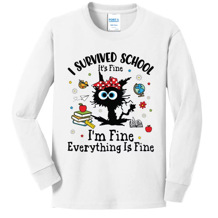 I Survived School Everything Is Fine Kids Long Sleeve Shirt