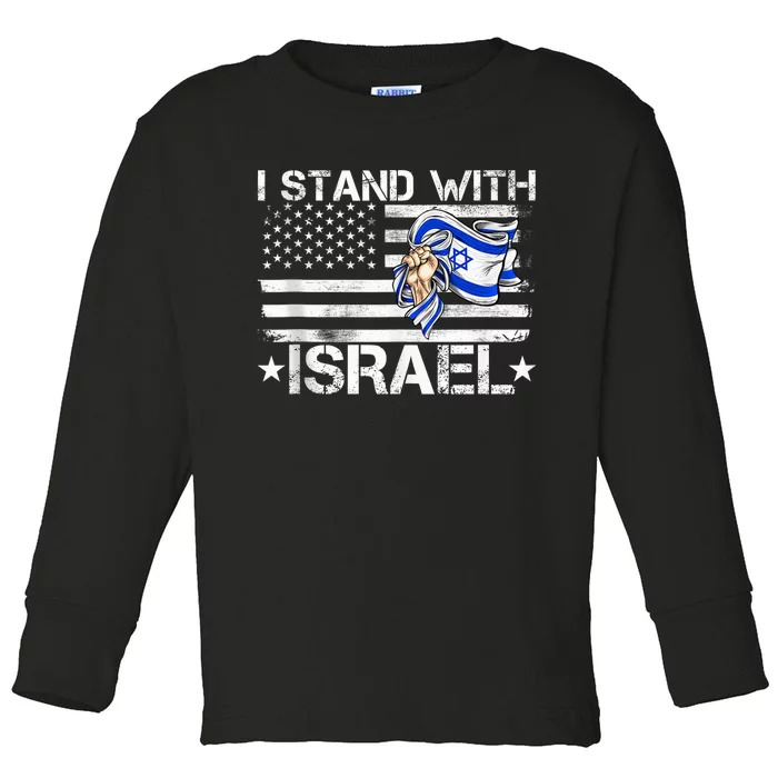 Israel Strong shirt Pray For Israel US Israel Flag Toddler Long Sleeve Shirt