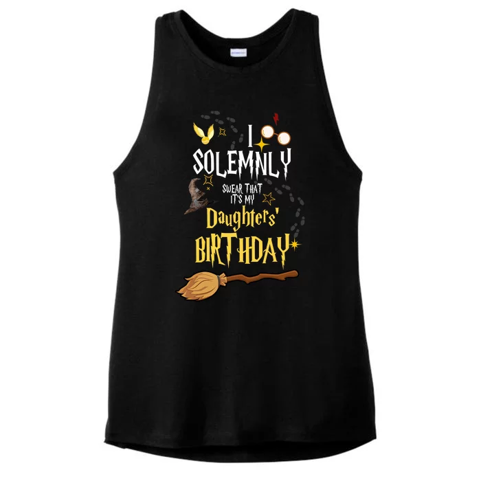 I Solemnly Swear That It's My Daughters' Birthday Ladies Tri-Blend Wicking Tank