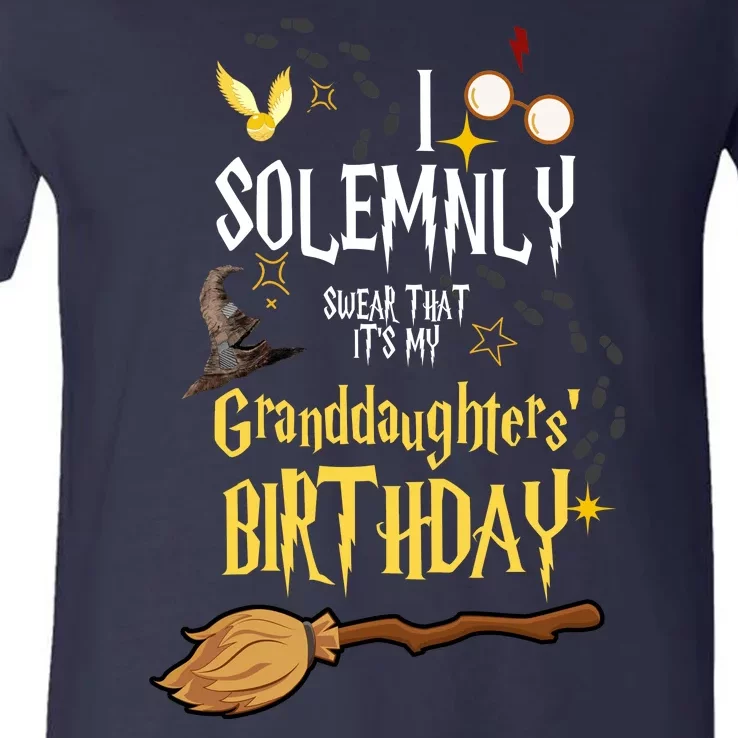 I Solemnly Swear That It's My Granddaughters' Birthday V-Neck T-Shirt