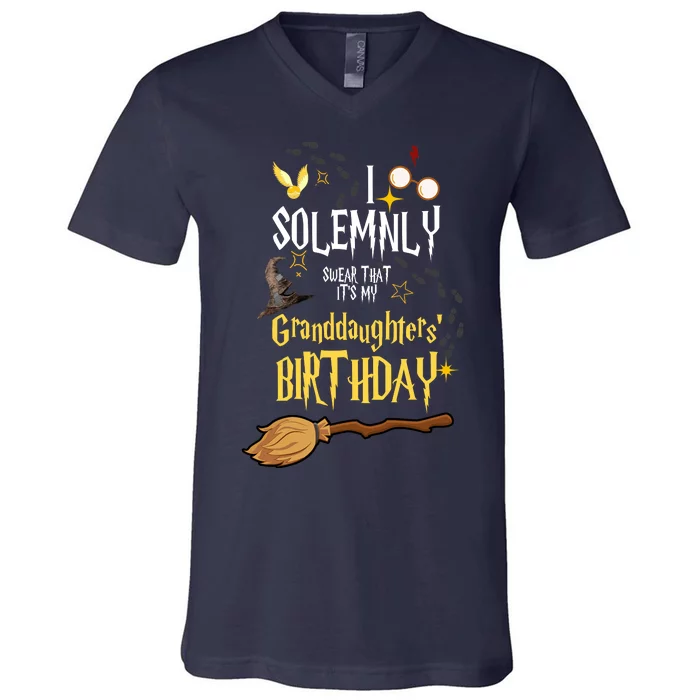 I Solemnly Swear That It's My Granddaughters' Birthday V-Neck T-Shirt