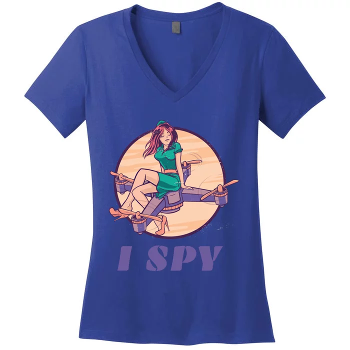 I Spy Spy Drone Pilot Toy Camera Drone Gift Women's V-Neck T-Shirt