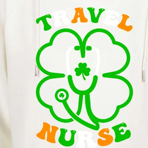 Irish Shamrock Stethoscope Travel Nurse St Patricks Day Gift Womens Funnel Neck Pullover Hood