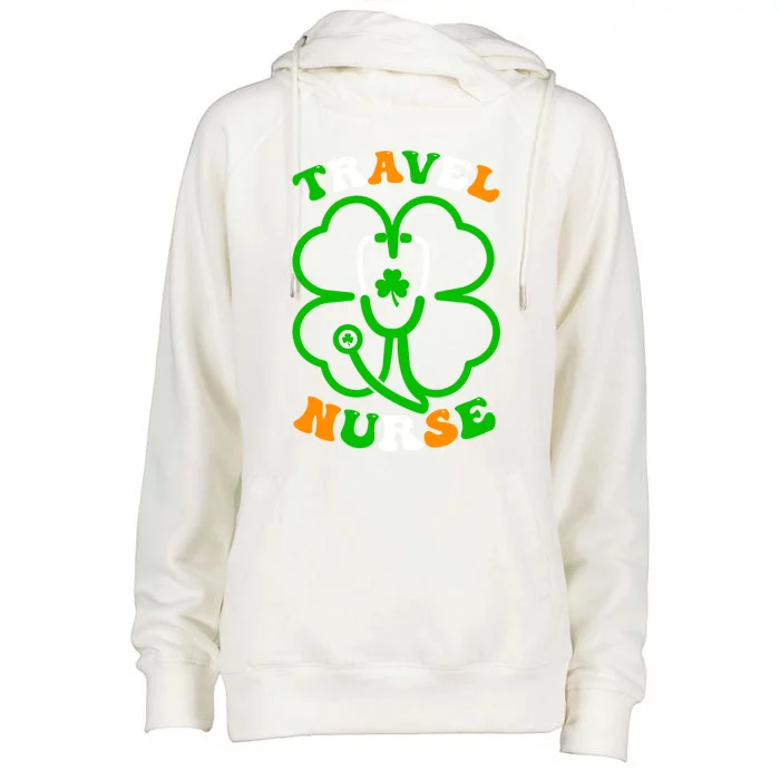 Irish Shamrock Stethoscope Travel Nurse St Patricks Day Gift Womens Funnel Neck Pullover Hood