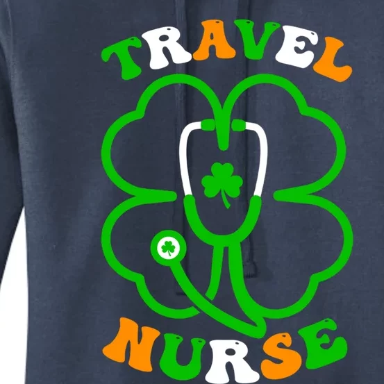 Irish Shamrock Stethoscope Travel Nurse St Patricks Day Gift Women's Pullover Hoodie