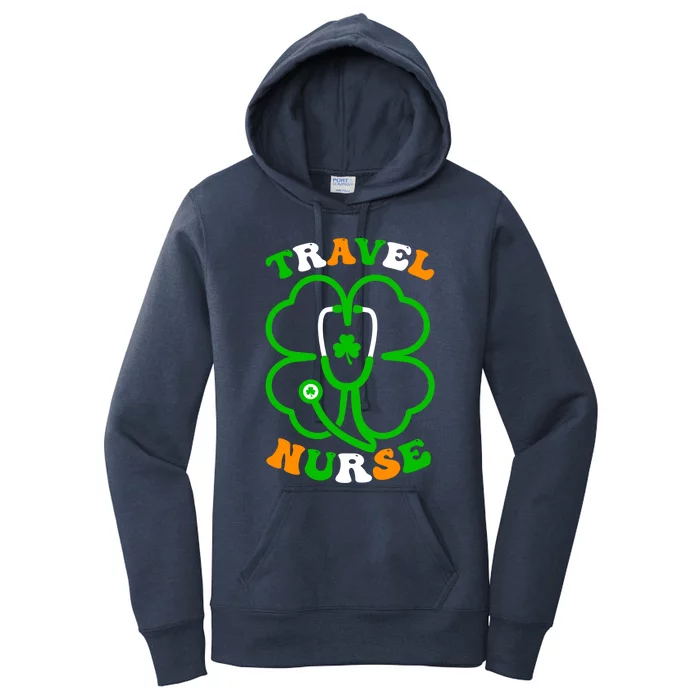 Irish Shamrock Stethoscope Travel Nurse St Patricks Day Gift Women's Pullover Hoodie