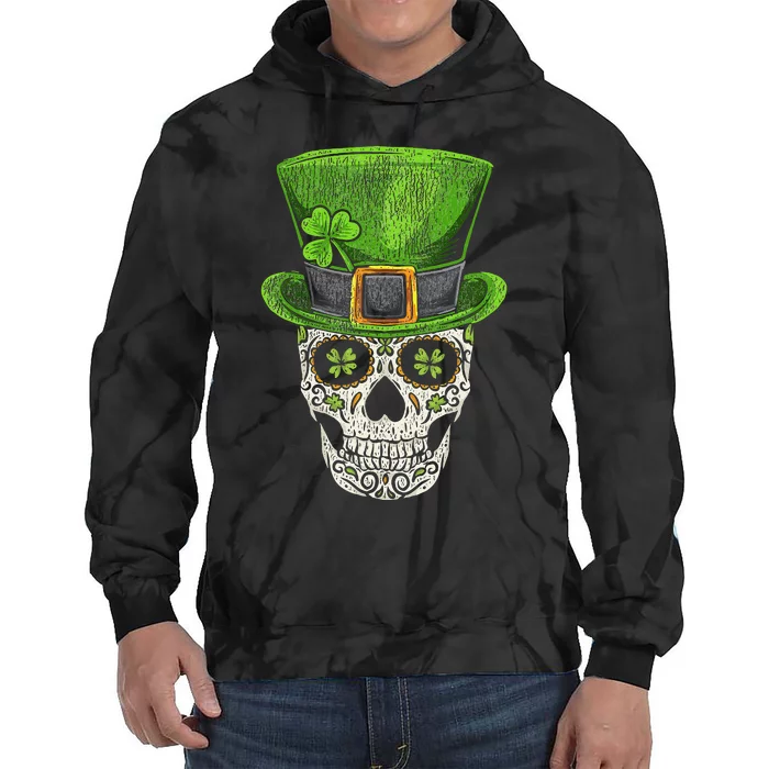 Irish Skull St Patricks Day Funny shamrock Tie Dye Hoodie