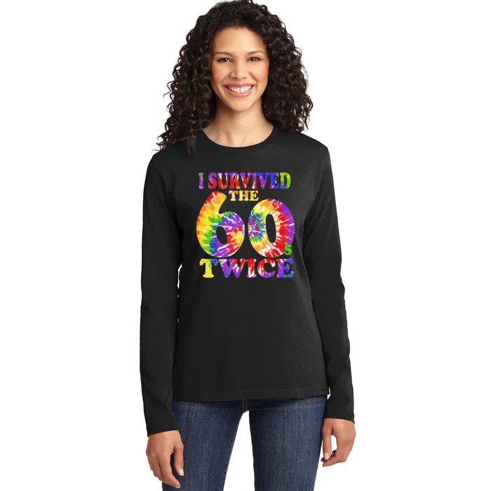 I Survived The Sixties 60s Twice Tie Dye 70th Birthday Ladies Long Sleeve Shirt