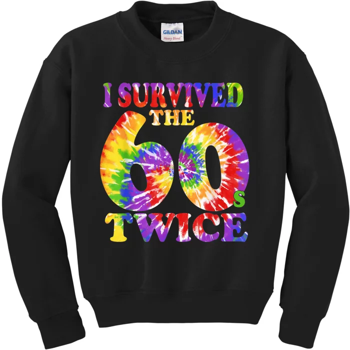 I Survived The Sixties 60s Twice Tie Dye 70th Birthday Kids Sweatshirt