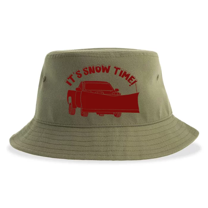 Its Snow Time Funny Snowplow Graphic Gift Sustainable Bucket Hat