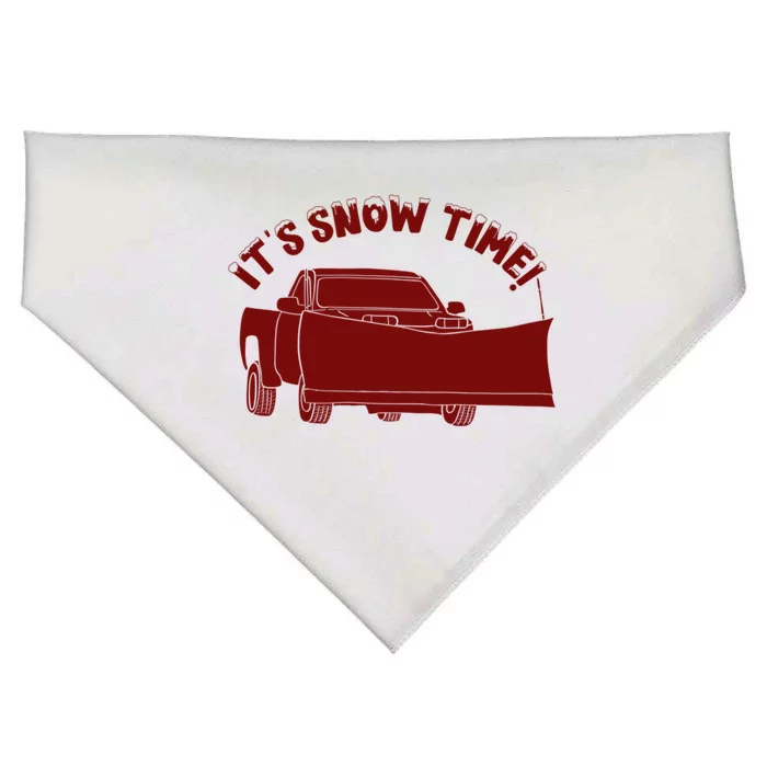 Its Snow Time Funny Snowplow Graphic Gift USA-Made Doggie Bandana