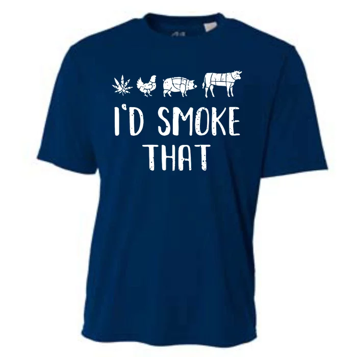 I'd Smoke That Funny BBQ Weed Cannabis Cooling Performance Crew T-Shirt