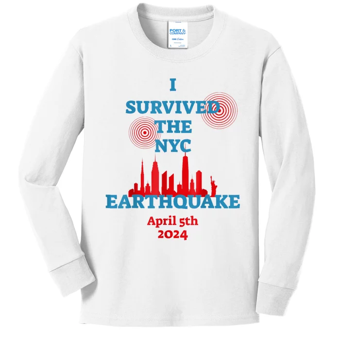 I Survived The Nyc Earthquake 2024 Kids Long Sleeve Shirt