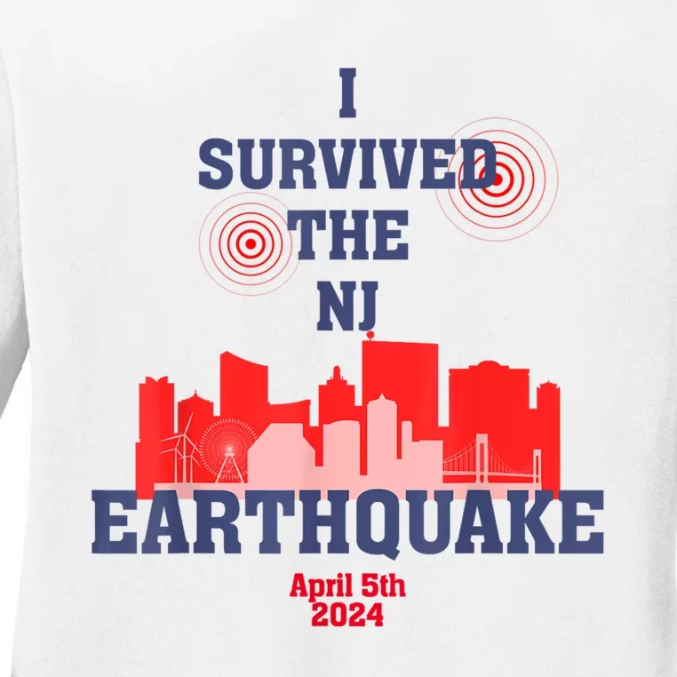 I Survived The Nyc Earthquake 2024 Ladies Long Sleeve Shirt