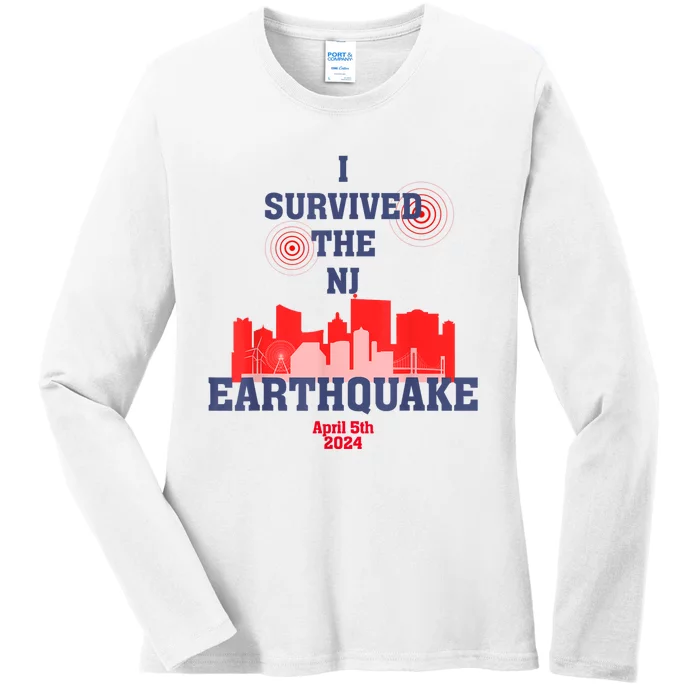 I Survived The Nyc Earthquake 2024 Ladies Long Sleeve Shirt