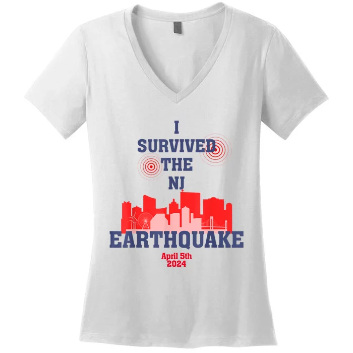 I Survived The Nyc Earthquake 2024 Women's V-Neck T-Shirt