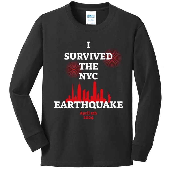 I Survived The Nyc Earthquake 2024 Kids Long Sleeve Shirt