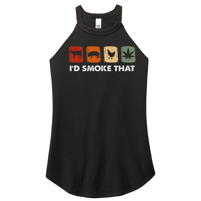 ID Smoke That Funny Marijuana Meat Smoker Women’s Perfect Tri Rocker Tank