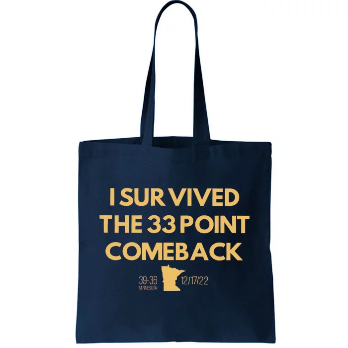 I Survived The 33 Point Comeback Tote Bag