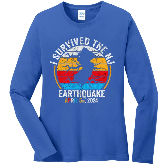 I Survived The NJ Earthquake Ladies Long Sleeve Shirt