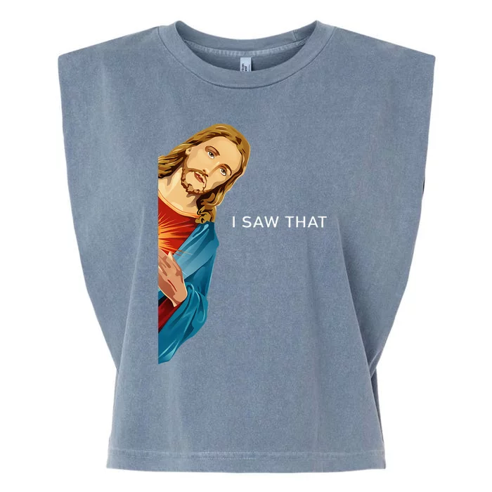 I Saw That Funny Jesus Christian Garment-Dyed Women's Muscle Tee