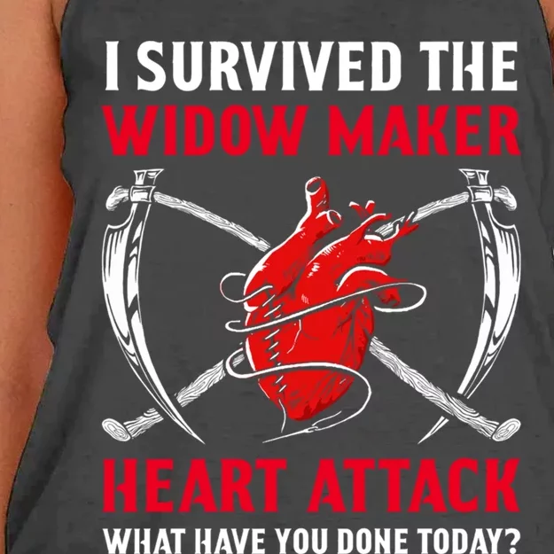 I Survived The Widow Maker Heart Attack Heart Disease Gift Women's Knotted Racerback Tank