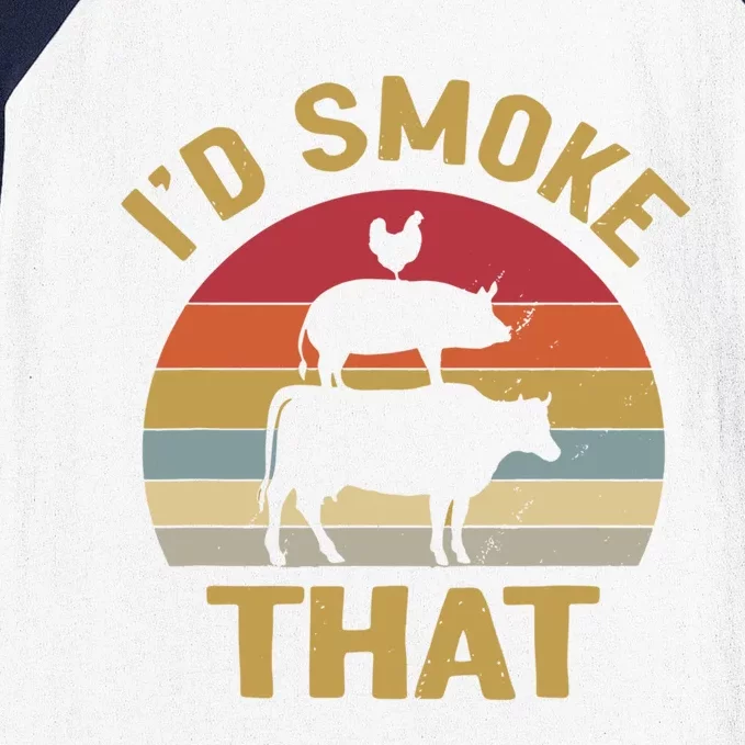 Id Smoke Thagift Grilling Meat Bbq Smoker Fathers Day Gift Baseball Sleeve Shirt