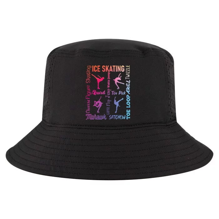 Ice Skating Typography Figure Skater Ice Skates Cool Comfort Performance Bucket Hat