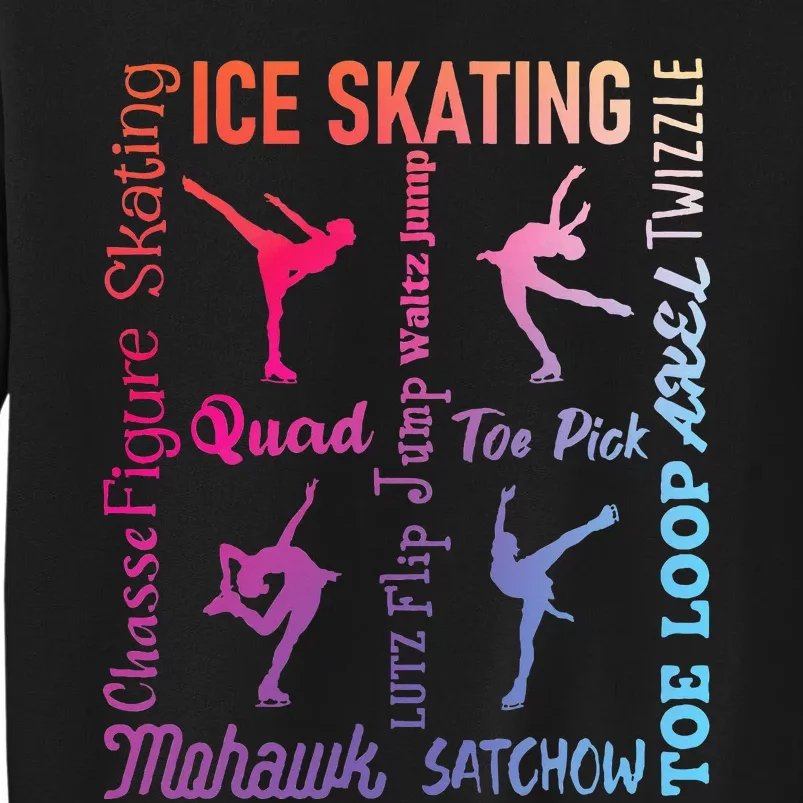 Ice Skating Typography Figure Skater Ice Skates Tall Sweatshirt