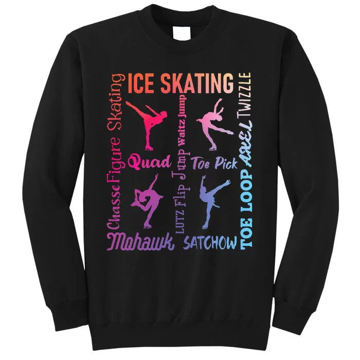 Ice Skating Typography Figure Skater Ice Skates Tall Sweatshirt