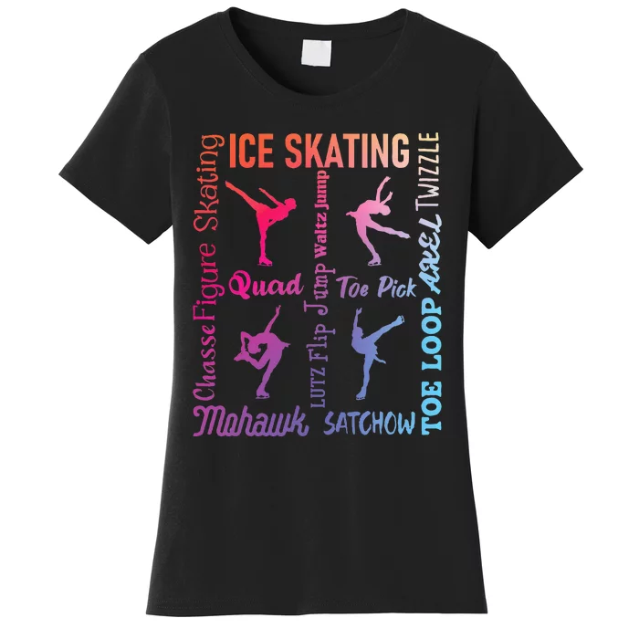 Ice Skating Typography Figure Skater Ice Skates Women's T-Shirt