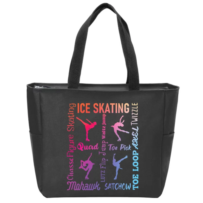 Ice Skating Typography Figure Skater Ice Skates Zip Tote Bag