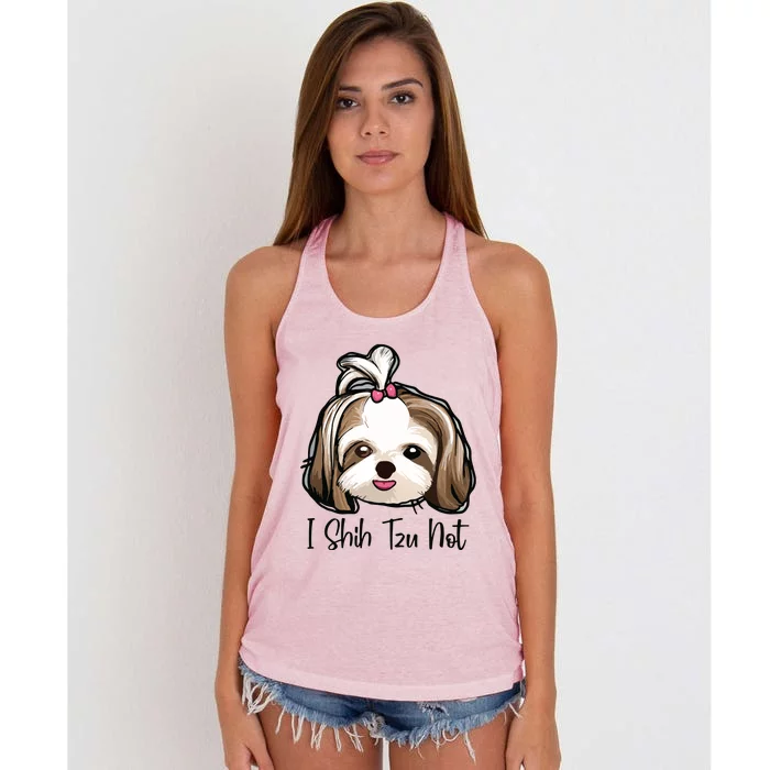 I Shih Tzu Not Funny Shih Tzu Mom Dog Lovers Mothers Day Women's Knotted Racerback Tank