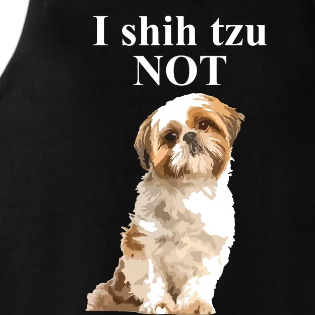 I Shih Tzu NOT Funny Shih Tzu Ladies Tri-Blend Wicking Tank